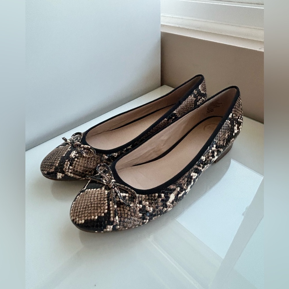 1901 Leather Snakeskin Ballet Flats
